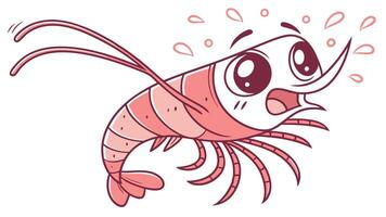 A cartoon shrimp with a big smile on its face vector