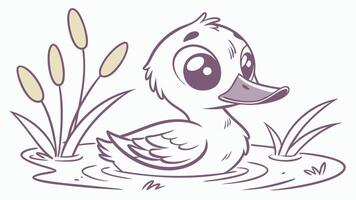 Cute duck in the pond illustration vector