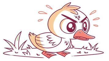 Angry duck cartoon illustration vector