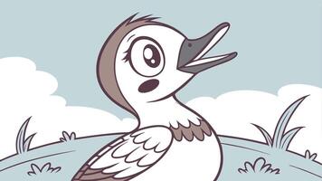 A cartoon duck standing in the grass vector