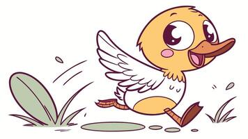 A cartoon duck running with its wings out vector