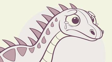 A cartoon dinosaur with a sad face vector