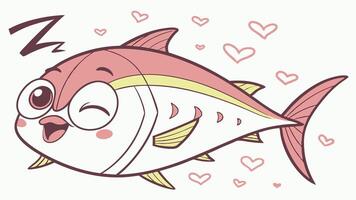 A cartoon fish with a heart on its face vector