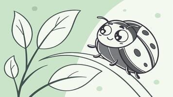 A ladybug sitting on a branch with leaves vector
