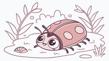 A cartoon ladybug sitting on the ground vector