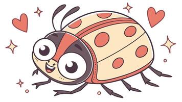 A ladybug with hearts on it's face vector