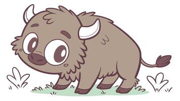 A cartoon bison standing in the grass vector
