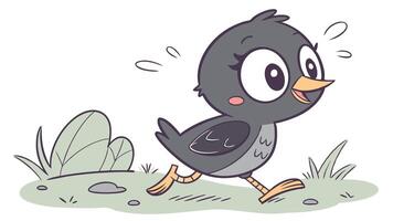 A cartoon bird running in the grass vector