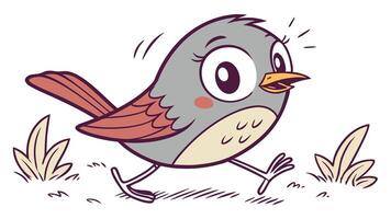 A cartoon bird running in the grass vector