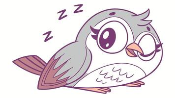 A cartoon owl sleeping with its eyes closed vector