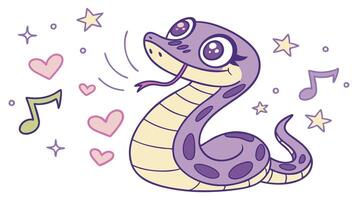 A cartoon snake with music notes around it vector