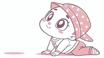 A cartoon baby with a pink hat and pink pants vector