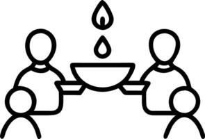 Candid capture of a family sharing a meal around Diwali lamps reflecting cultural traditions and festive warmth vector