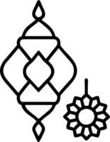 Diwali lantern and floating rangoli with intricate patterns isolated on white background vector