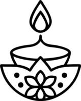 Diwali lantern and floating diya with floral motifs isolated on white background vector
