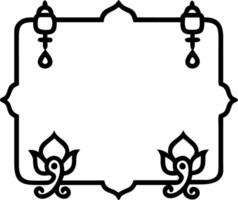Diwali lantern and Ganesha motif border frame with copy space capturing spiritual blessings and cultural heritage vector