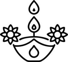 Diwali lantern and floral rangoli design with glowing highlights isolated on white background vector