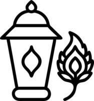 Diwali lantern and peacock feather with glowing highlights isolated on white background vector