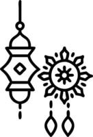 Diwali lantern and mandala pattern gracefully suspended mid air isolated on a white background symbolizing cultural richness and festivity vector