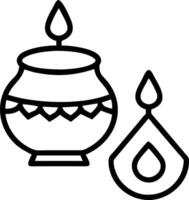 Diwali lantern and kalash with floating diyas isolated on white background vector