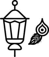 Diwali lantern and peacock feather gently descending mid air isolated on a white background symbolizing elegance and festivity vector