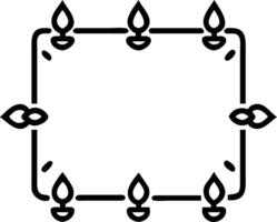 Diwali lanterns and diya patterns border frame with radiant wording offering glowing copy space in the center vector