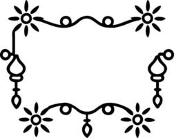 Diwali lanterns and floral elements border frame with joyful wording providing cheerful copy space in the center vector