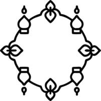 Diwali lanterns and mandala patterns border frame with cultural wording offering intricate copy space in the center vector