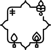 Diwali lanterns and Swastik motifs border frame with sacred wording offering holy copy space in the center vector