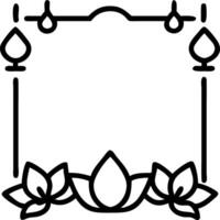 Diwali lanterns and lotus motifs border frame with peaceful wording creating a serene copy space in the center vector