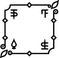 Diwali lanterns and Swastik motifs border frame with sacred wording offering holy copy space in the center vector