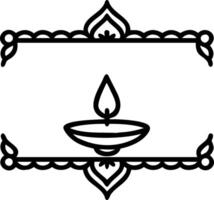 Diya Lamp and Rangoli Border with Copy Space vector