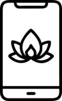 Glossy smartphone with holographic Diwali lanterns and floating marigold petals isolated with copy space vector