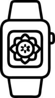 Glossy smartwatch with holographic Diwali diya and mandala design offering ample copy space on a white balance vector