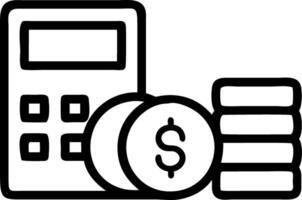 Isolated Calculator and Coin Pile vector