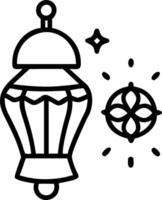 Isolated Lantern and Rangoli Lines vector