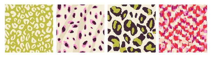 Abstract animal skinand fur print seamless pattern with nature hand drawn shapes, spots, dots and lines with textures. Vibrant jungle boho print. Modern exotic collage geometric illustration vector