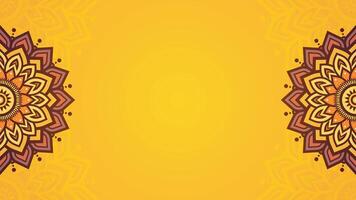 Elegant Yellow Background with Decorative Mandala Corners and Vibrant Detailed Patterns vector