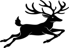 Elegant Silhouette of a Leaping Deer with Intricate Antlers vector