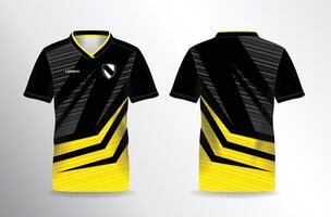 Black and yellow soccer jersey template, front and back view vector