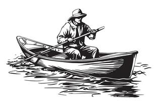 A man in a boat with a paddle vector