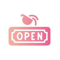 open sign Flat Gradient Icon White Background vector
