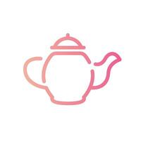tea pot Line Gradient Icon White Background vector