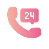 24 hours Flat Gradient Icon White Background vector