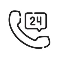 24 hours Line Icon White Background vector
