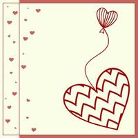 Minimalist Valentine Day card design featuring heart with balloon and small hearts in background, perfect for expressing love and affection vector