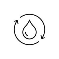 Purified water icon. Simple outline style. Water drop, renewable, recycle, reuse, circle, consumption, oil, arrow, environment concept. Thin line symbol. Illustration isolated. vector