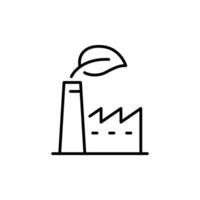 Green industry icon. Simple outline style. Green factory, eco friendly manufacturing and sustainable practices, environment concept. Thin line symbol. Illustration isolated. vector