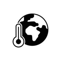 Global warming icon. Simple solid style. Climate change, warm, temperature, earth, world, globe, thermometer, environment concept. Black silhouette, glyph symbol. Illustration isolated. vector