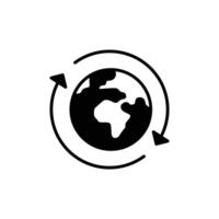 Earth recycle icon. Simple solid style. Planet sustainable circular arrow, save clean world, globe emission, environment concept. Black silhouette, glyph symbol. Illustration isolated. vector